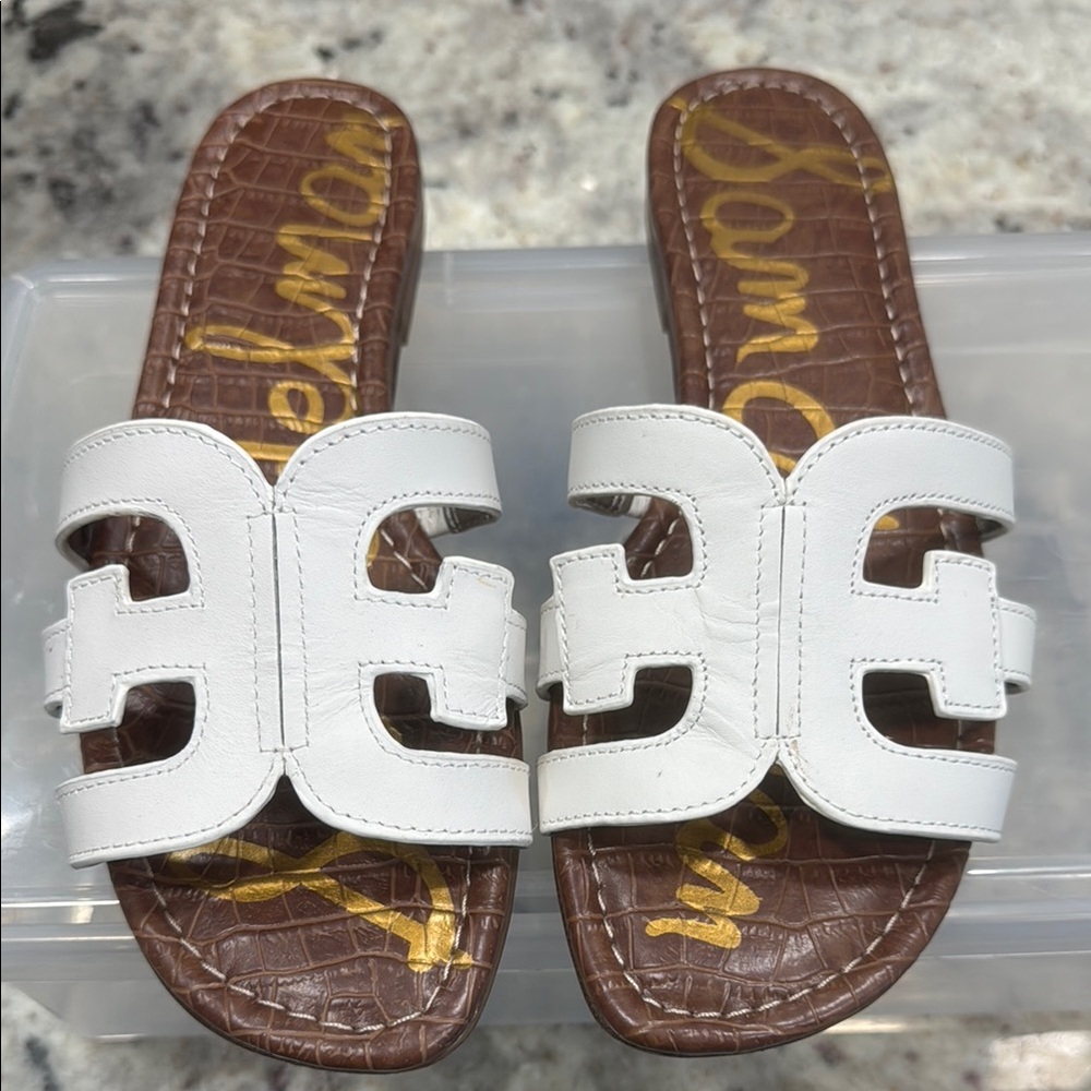 Sam Edelman White Cutout Slide Sandals